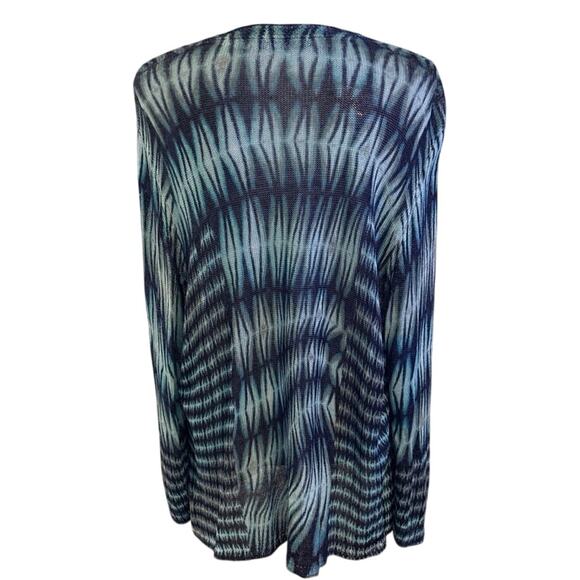 Nic + Zoe Plus Size 2X Linen Blend Cardigan Sweater Blue Pattern - Picture 2 of 4